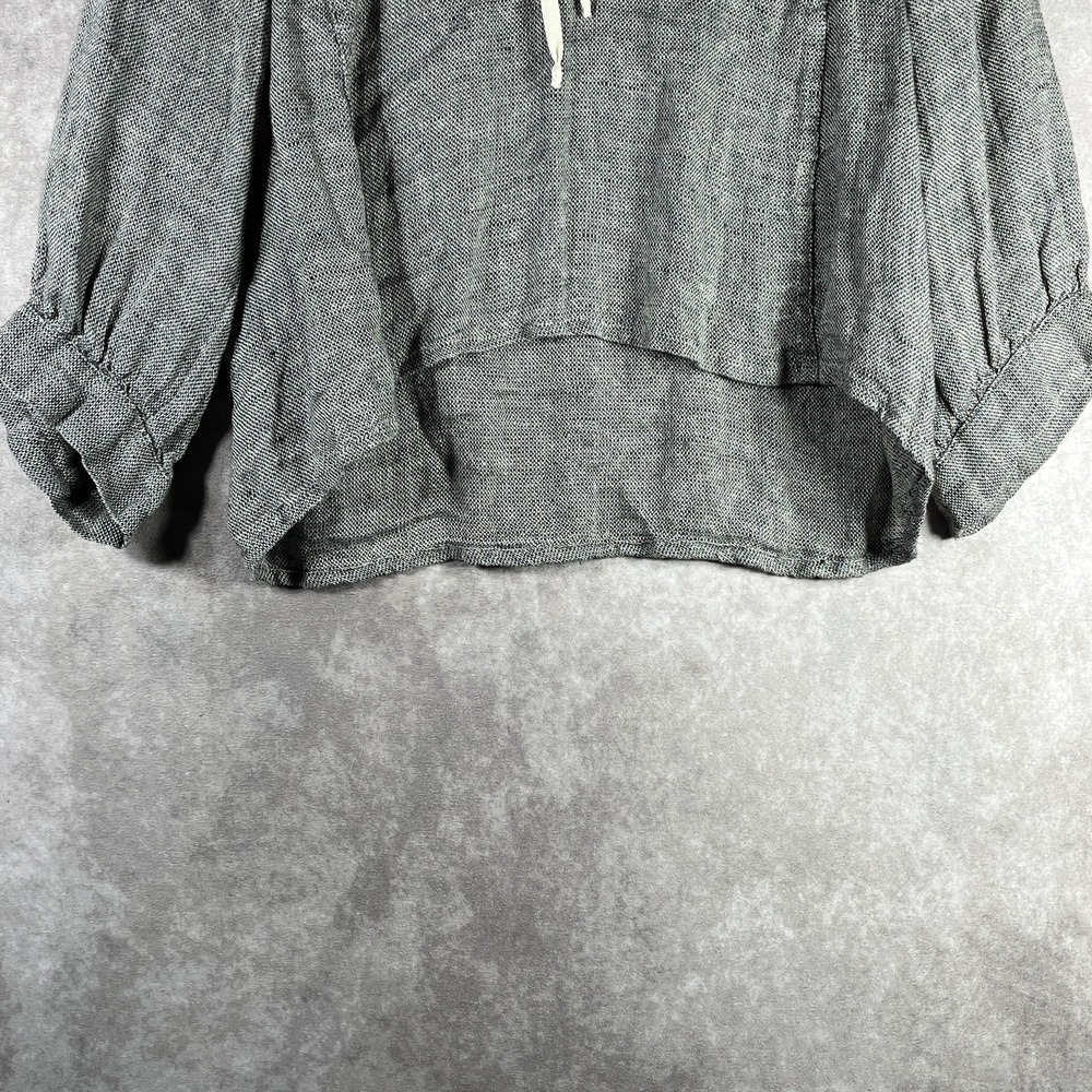 Flax Top Womens P Gray Linen Cowl Neck Long Sleeve Casual Lightweight Travel - Picture 3 of 9